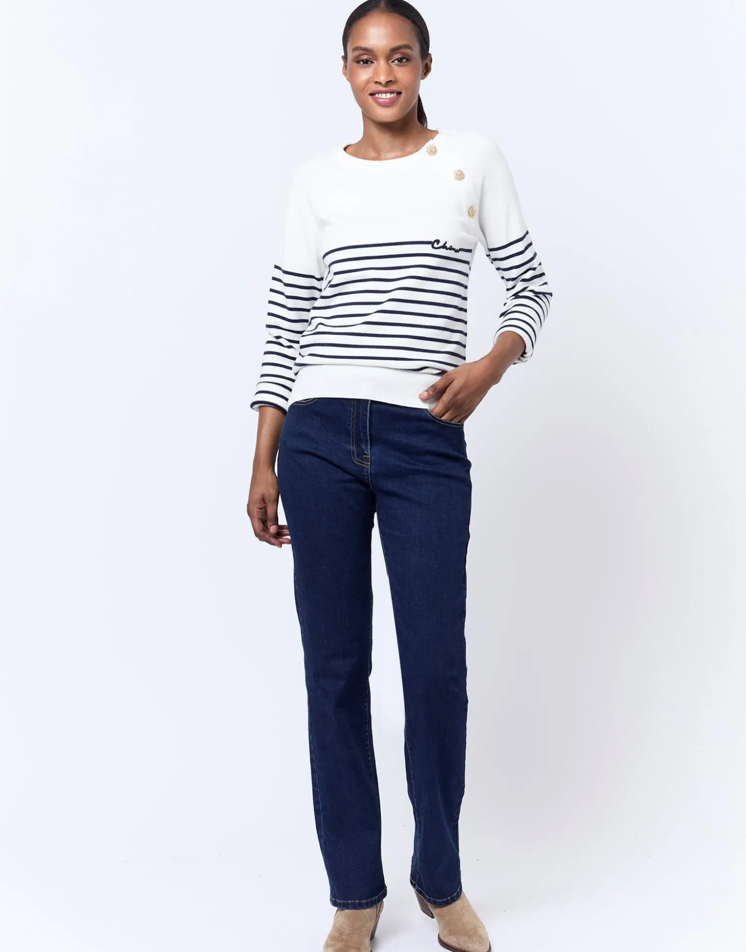 Pull marinière à message MARINE Femme