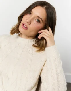 Pull épais contenant de la laine uni BLANC Femme