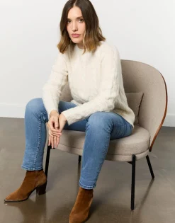 Pull épais contenant de la laine uni BLANC Femme