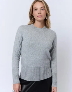 Pull épais contenant de la laine uni GRIS Femme