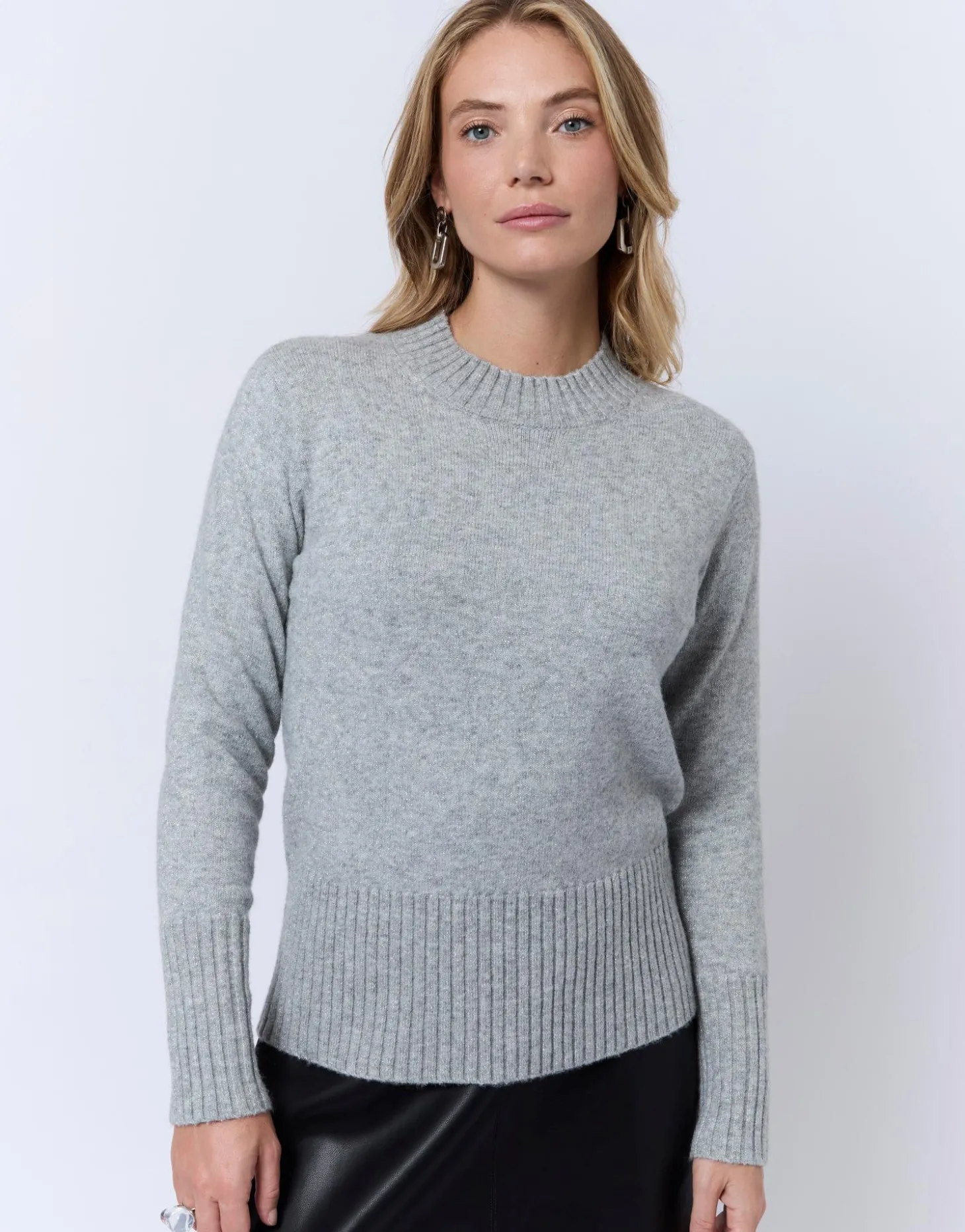 Pull épais contenant de la laine uni GRIS Femme
