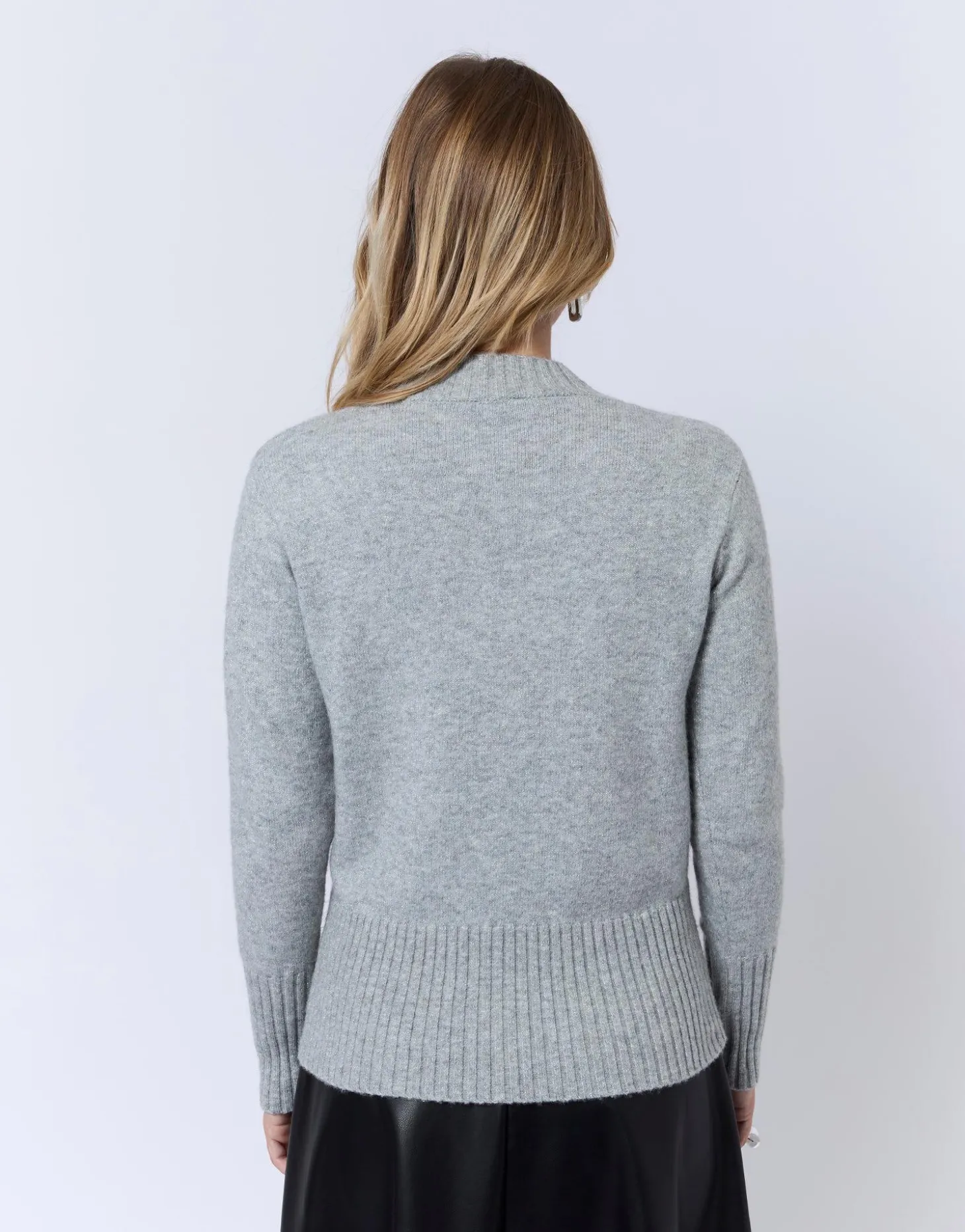 Pull épais contenant de la laine uni GRIS Femme