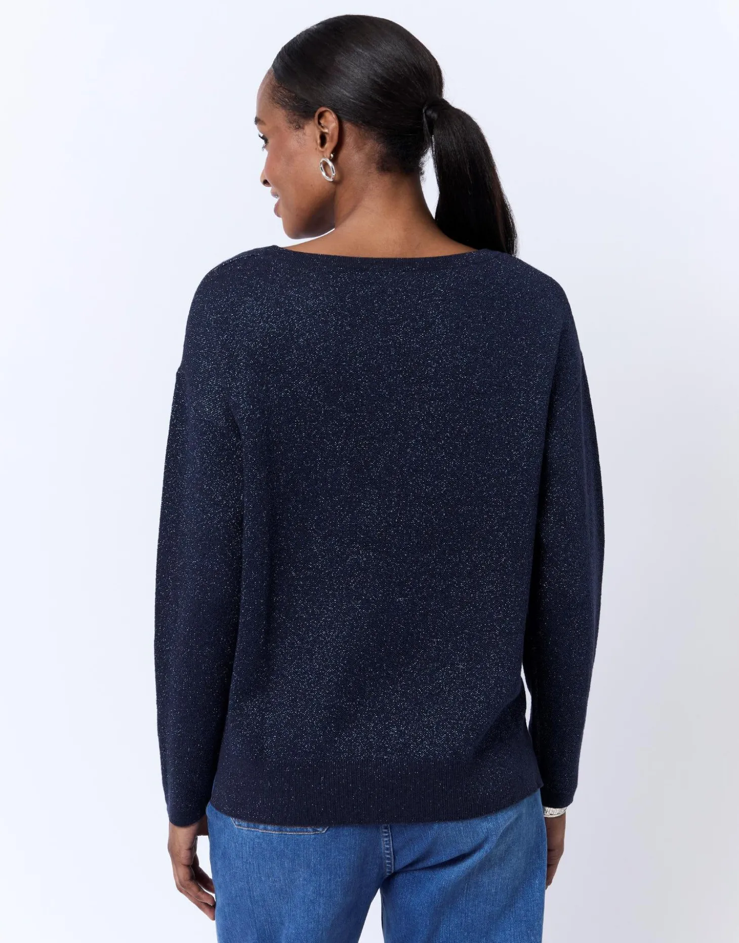 Pull épais en mélange coton bicolore MARINE Femme