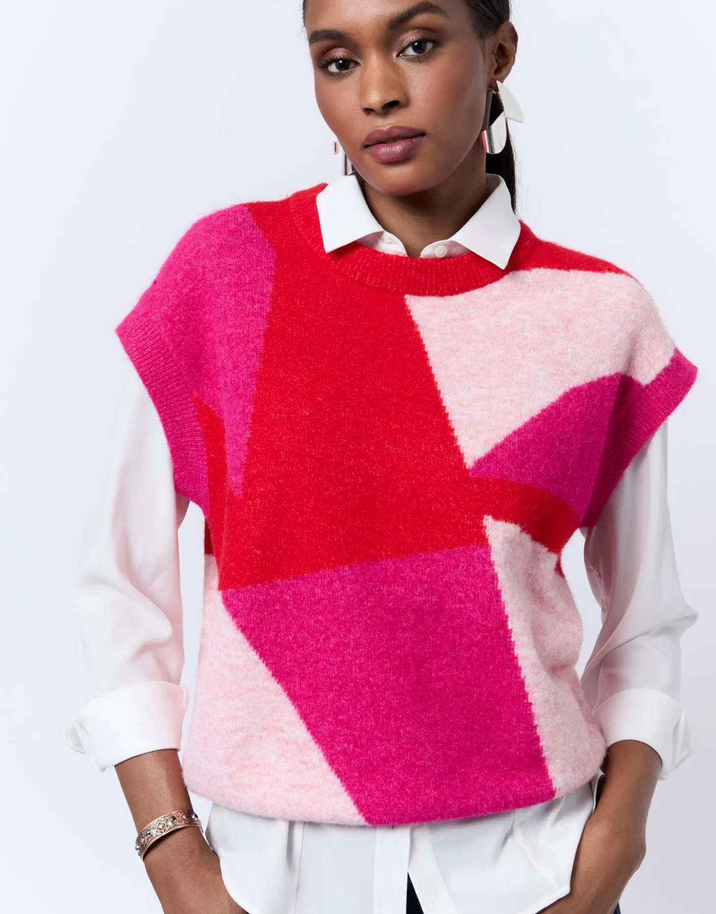 Pull épais en mélange laine color bloc MULTICOLORE Femme