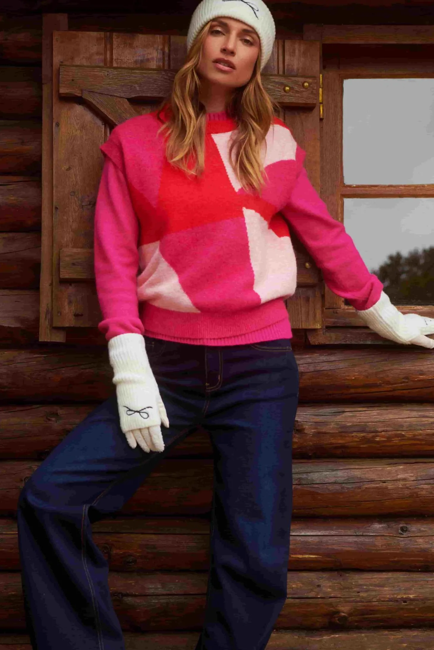 Pull épais en mélange laine color bloc MULTICOLORE Femme