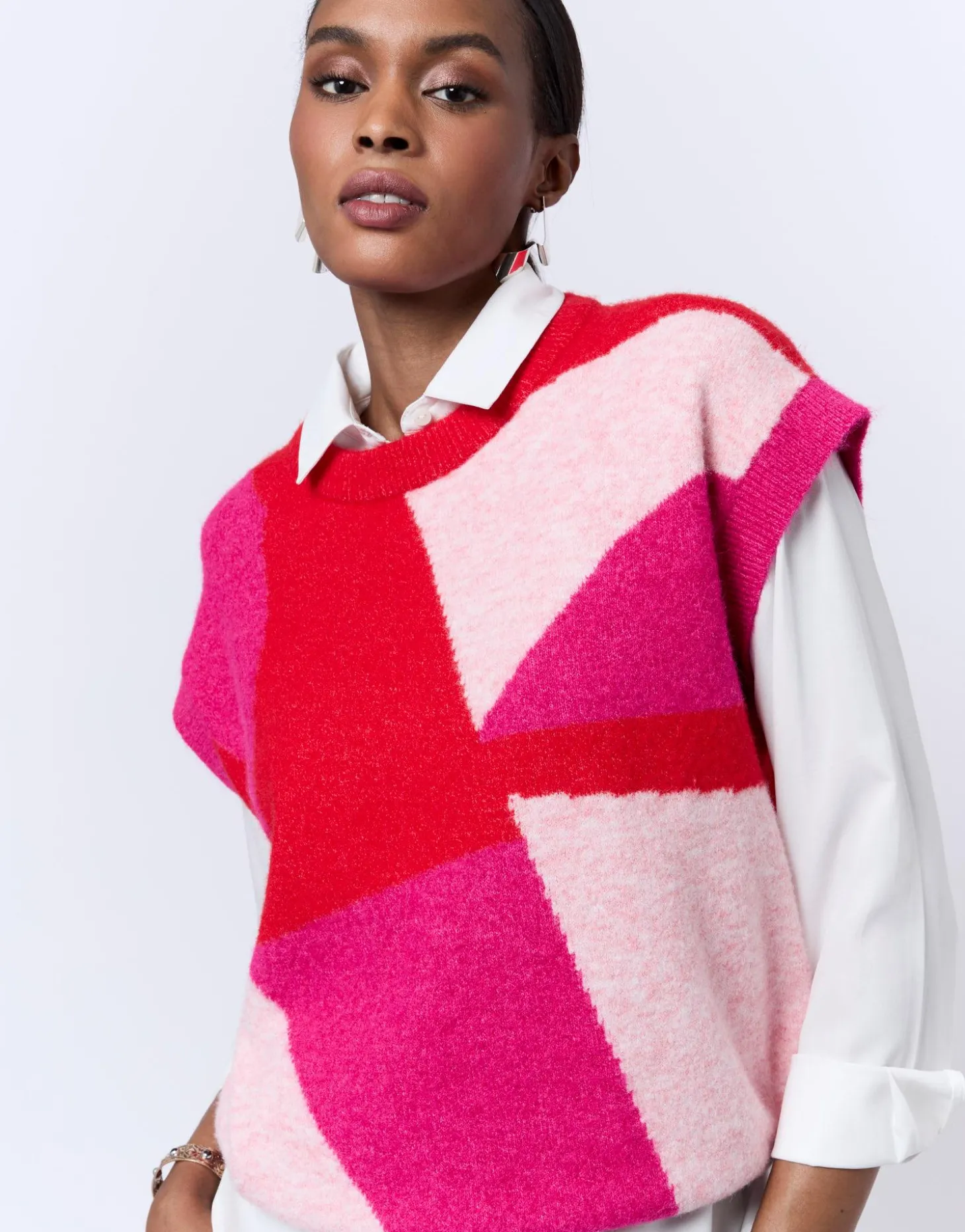 Pull épais en mélange laine color bloc MULTICOLORE Femme