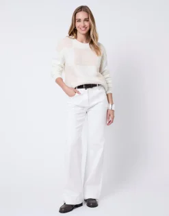 Pull épais en mélange laine bicolore ECRU Femme