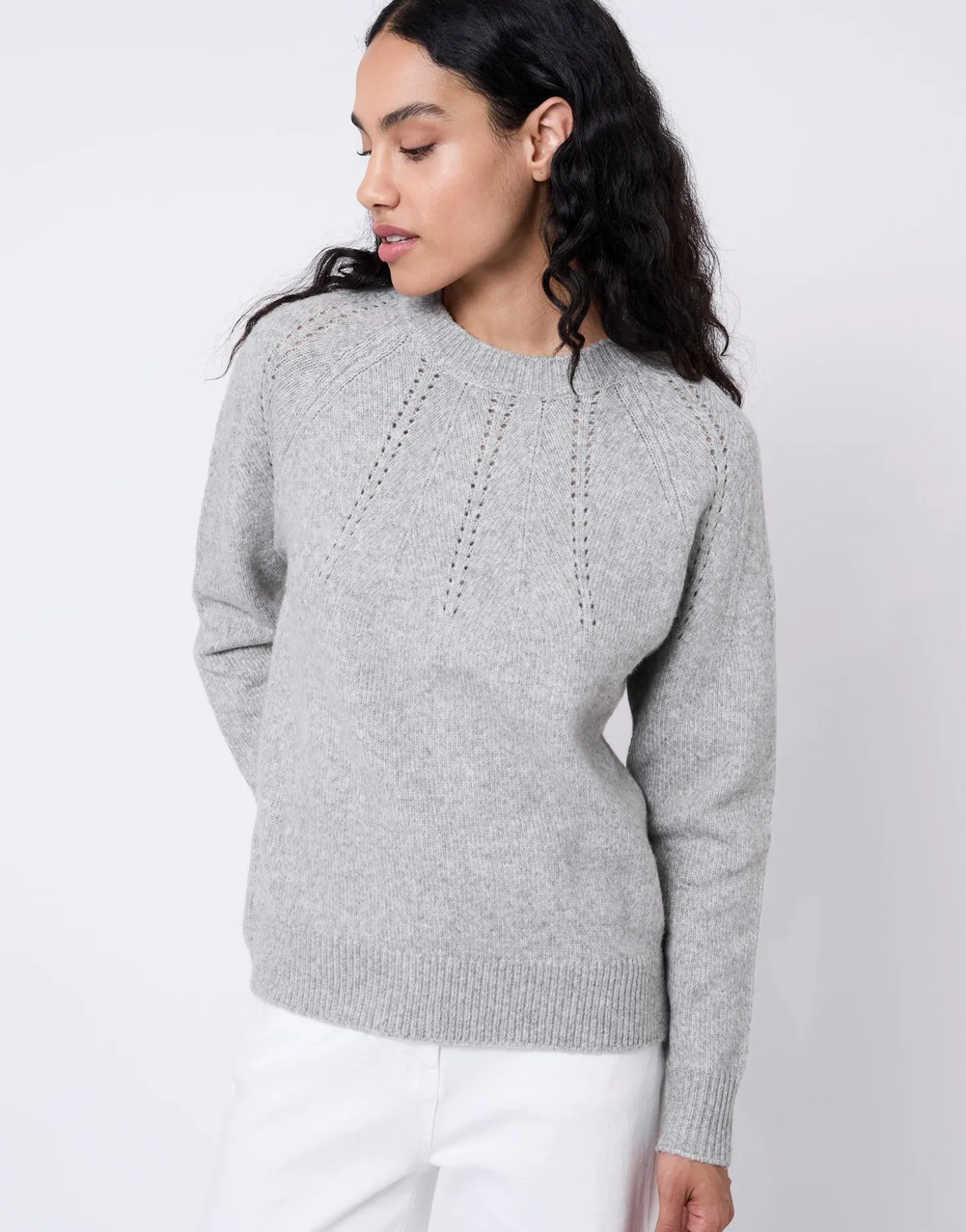 Pull épais en mélange laine chiné GRIS Femme
