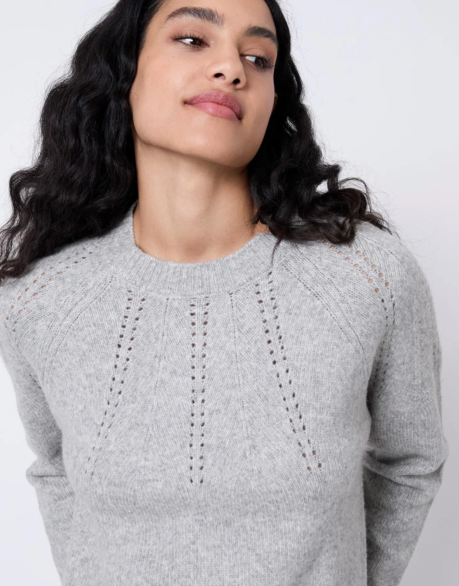 Pull épais en mélange laine chiné GRIS Femme