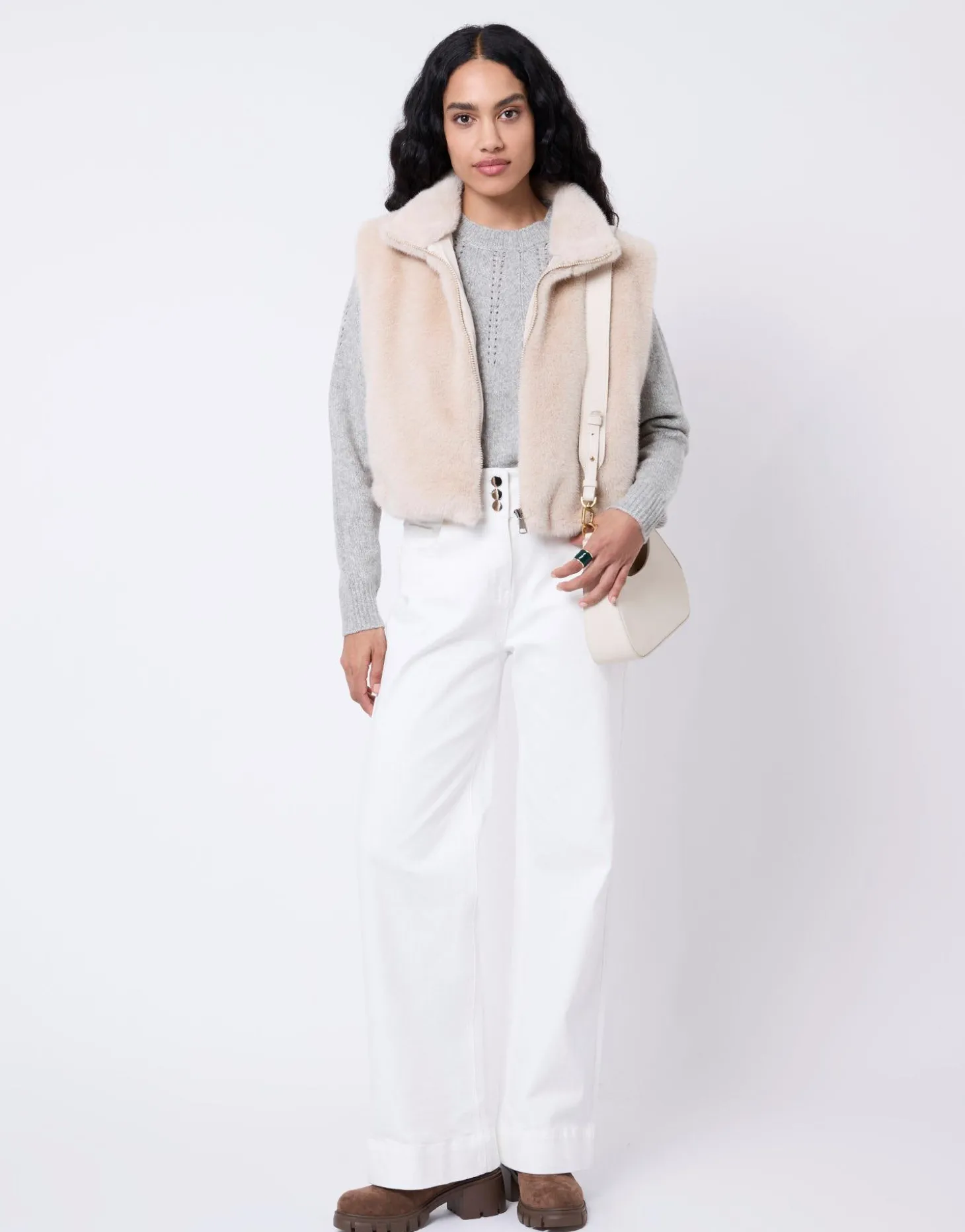 Pull épais en mélange laine chiné GRIS Femme