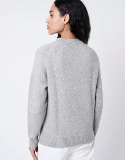 Pull épais en mélange laine chiné GRIS Femme
