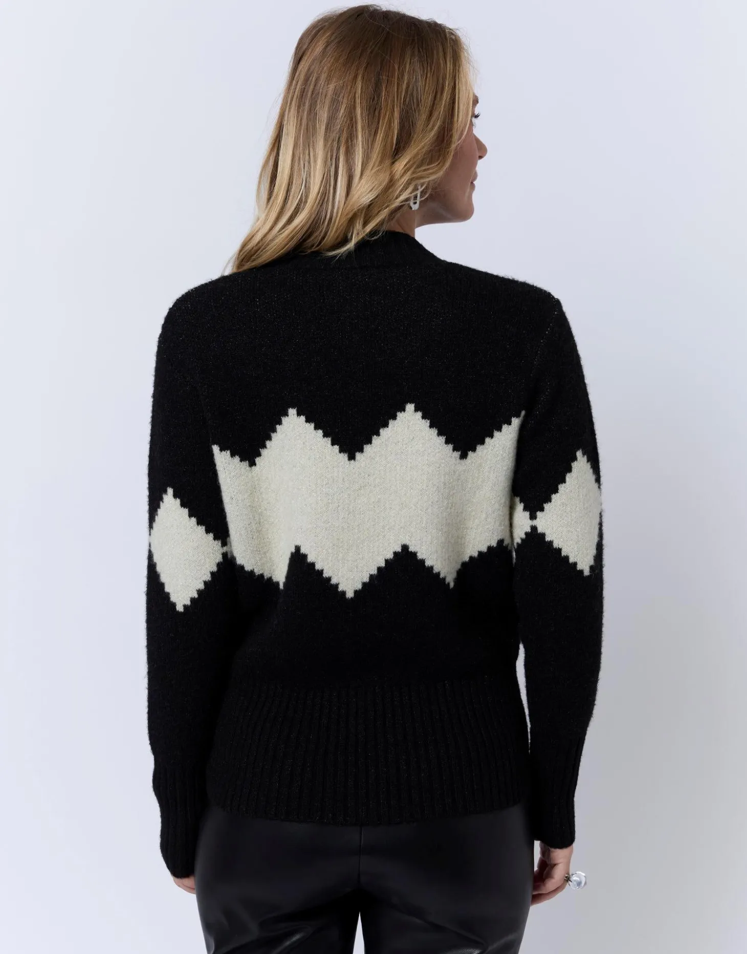 Pull épais en mélange laine color bloc NOIR Femme
