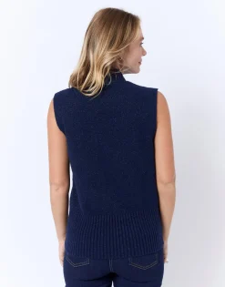 Pull épais en mélange laine uni MARINE Femme
