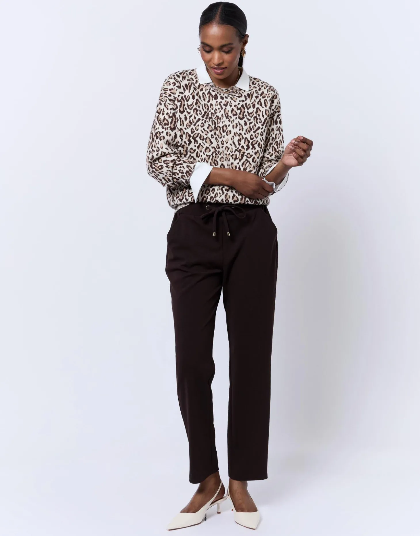 Pull épais imprimé léopard ECRU Femme
