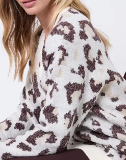 Pull épais mi-long à motifs ECRU Femme