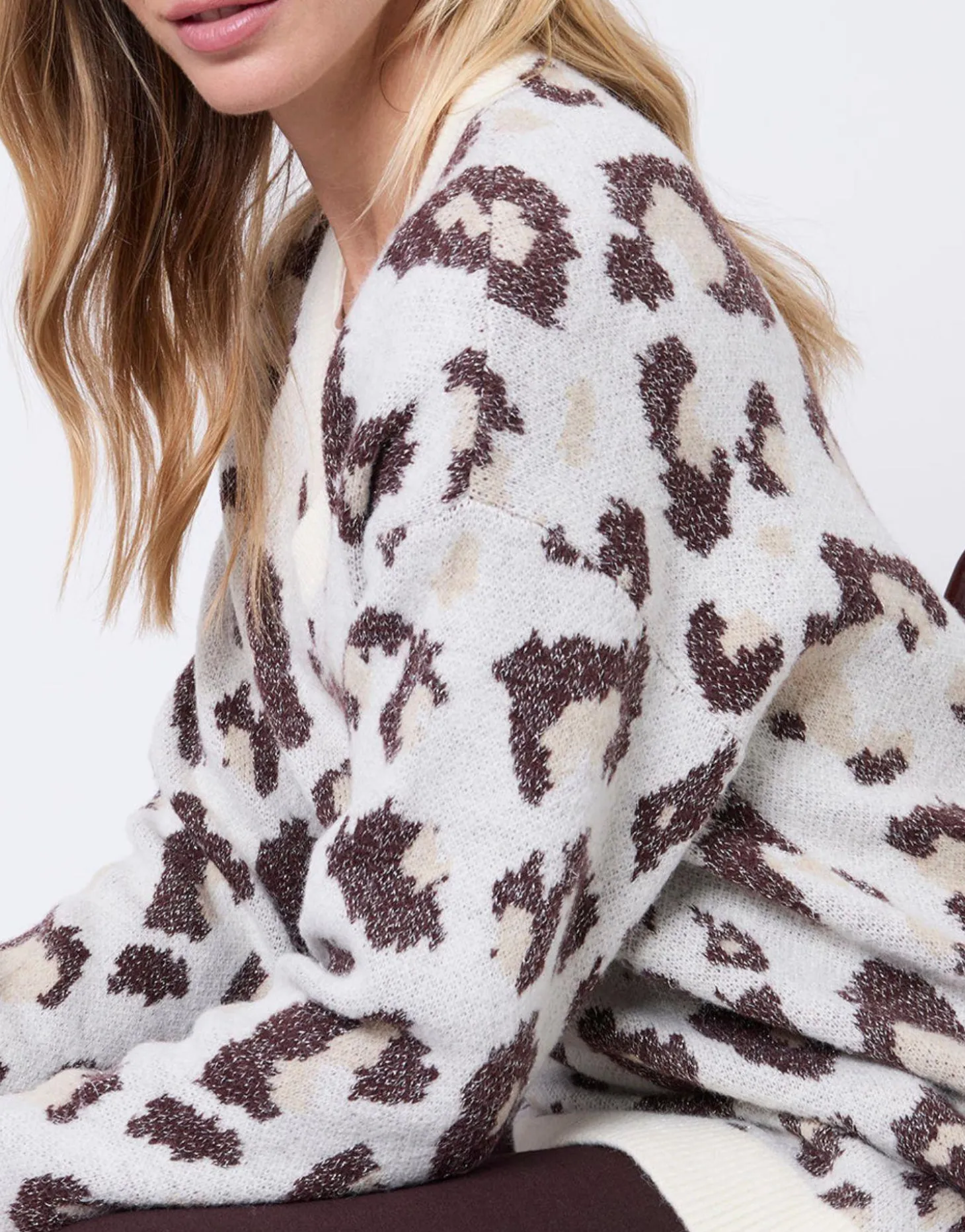 Pull épais mi-long à motifs ECRU Femme