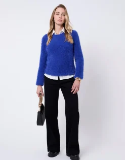 Pull épais uni BLEU Femme