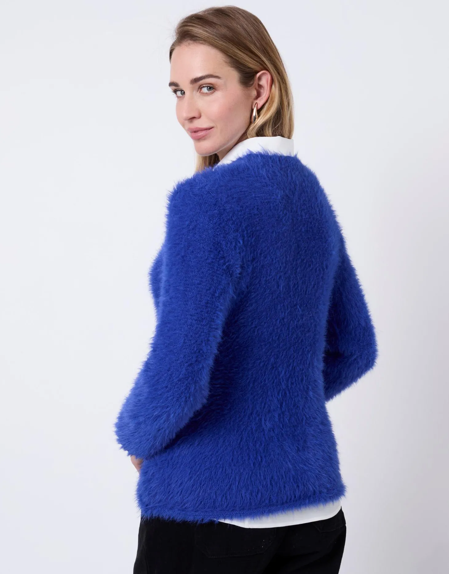 Pull épais uni BLEU Femme