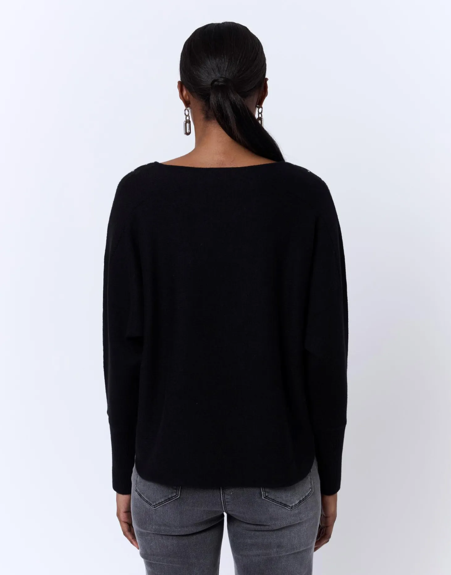 Pull épais uni décoré NOIR Femme