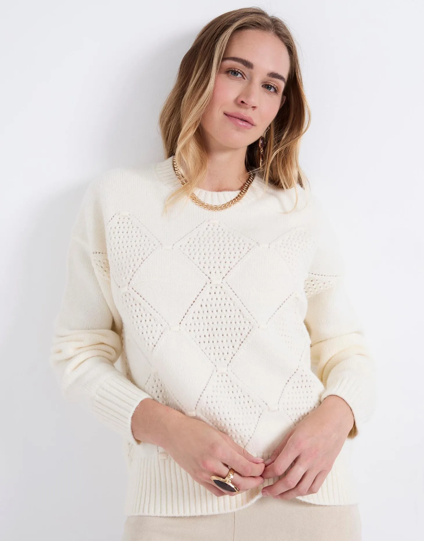 Pull épais uni ECRU Femme