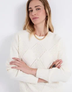 Pull épais uni ECRU Femme