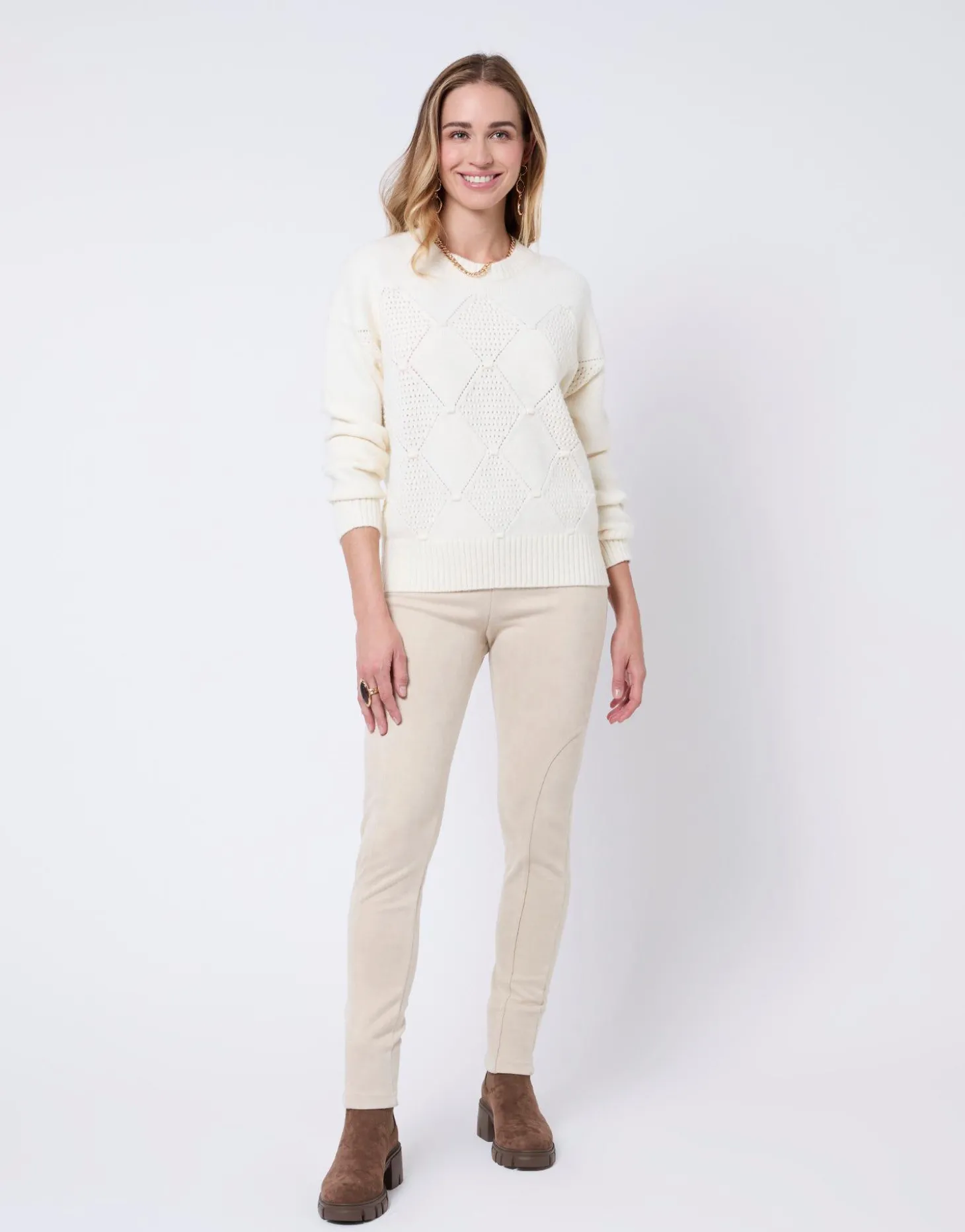 Pull épais uni ECRU Femme