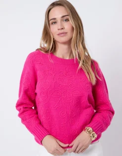Pull épais uni FUCHSIA Femme