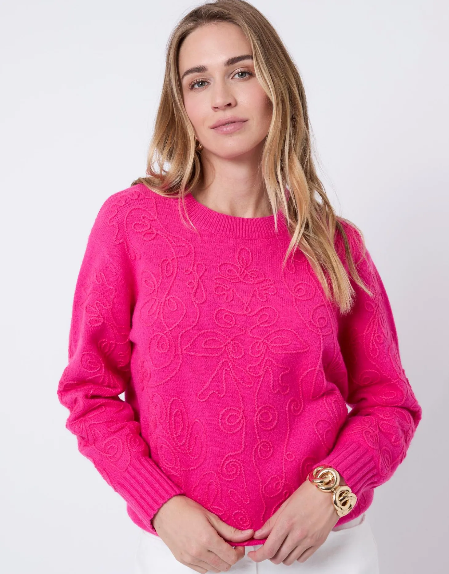 Pull épais uni FUCHSIA Femme