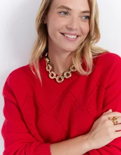 Pull épais uni ROUGE Femme