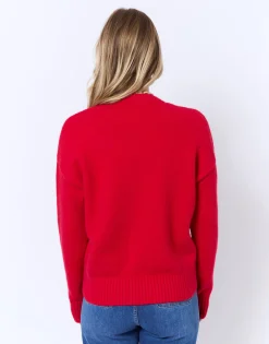 Pull épais uni ROUGE Femme
