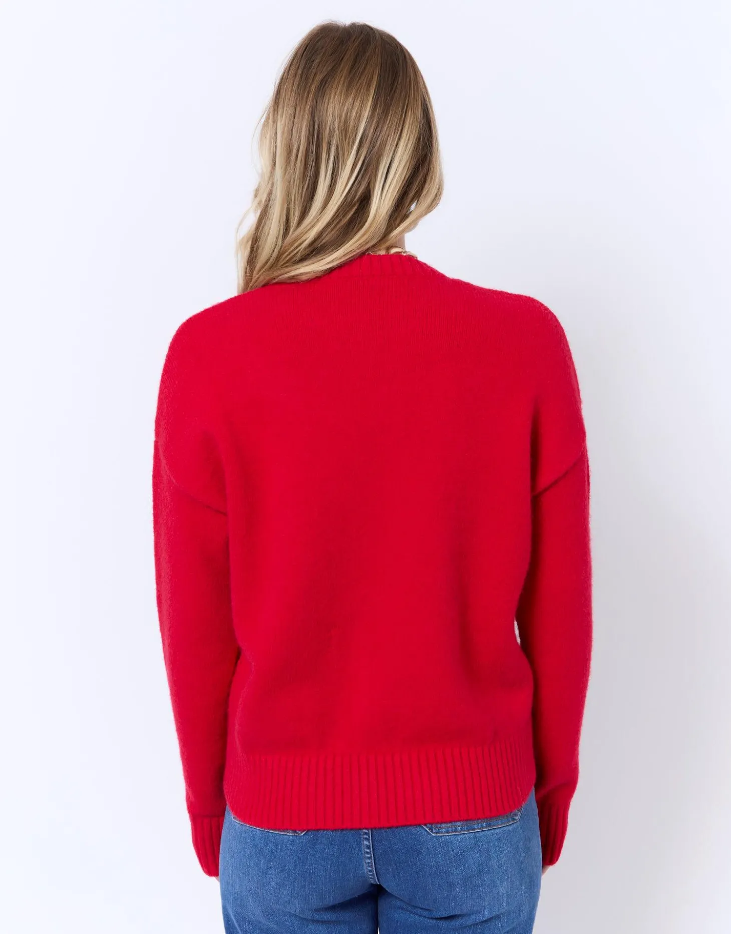 Pull épais uni ROUGE Femme