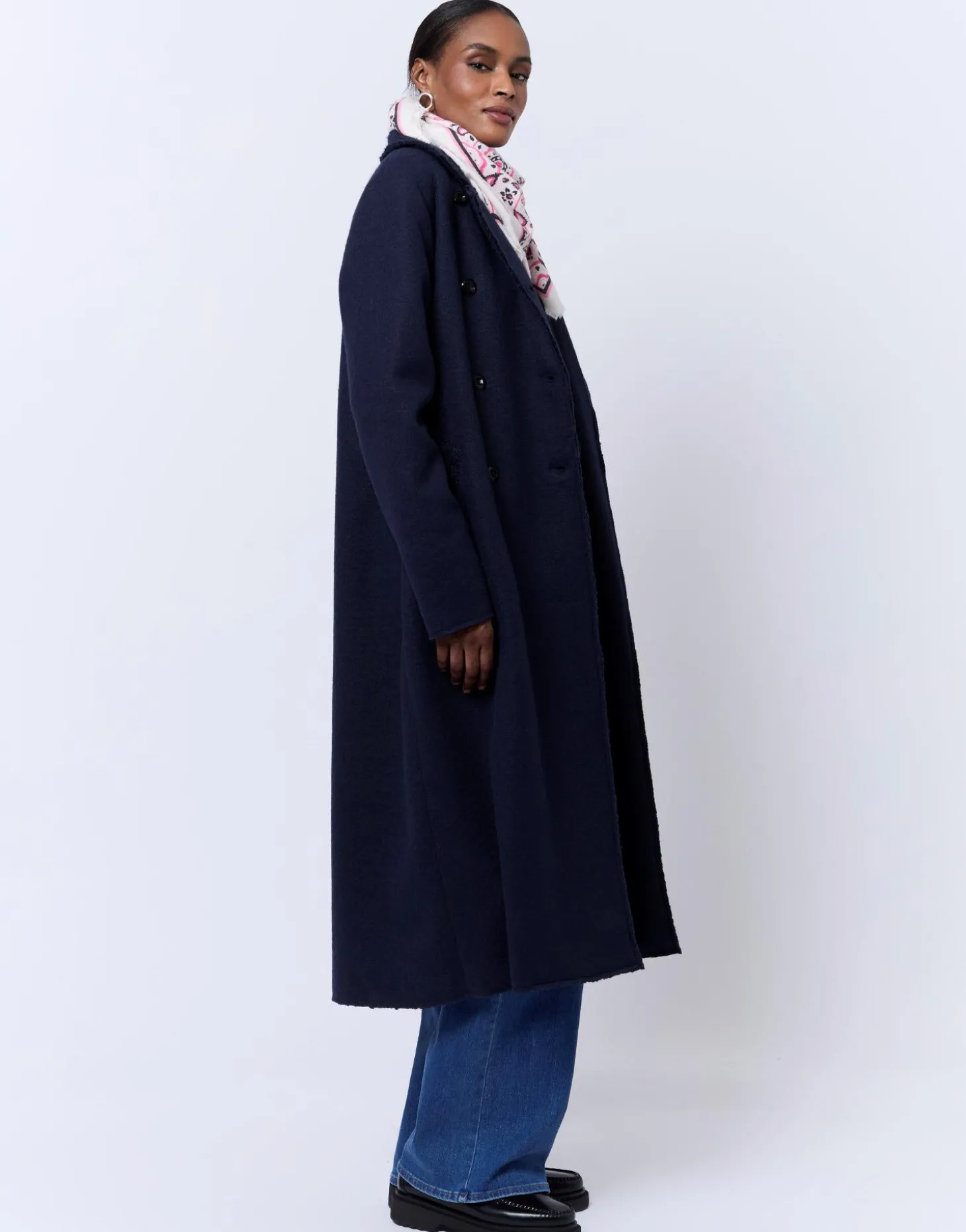 Redingote longue unie MARINE Femme
