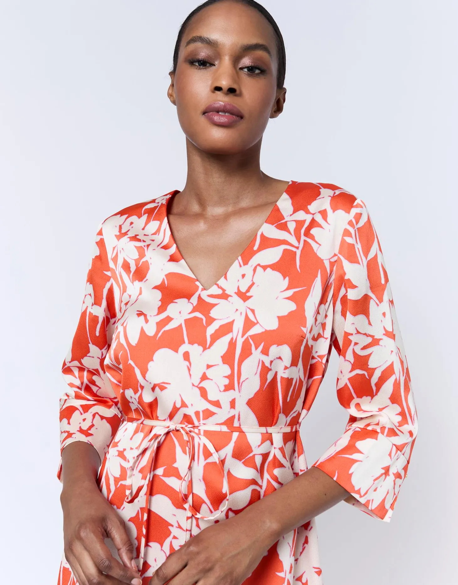 Robe courte imprimé à fleurs ORANGE