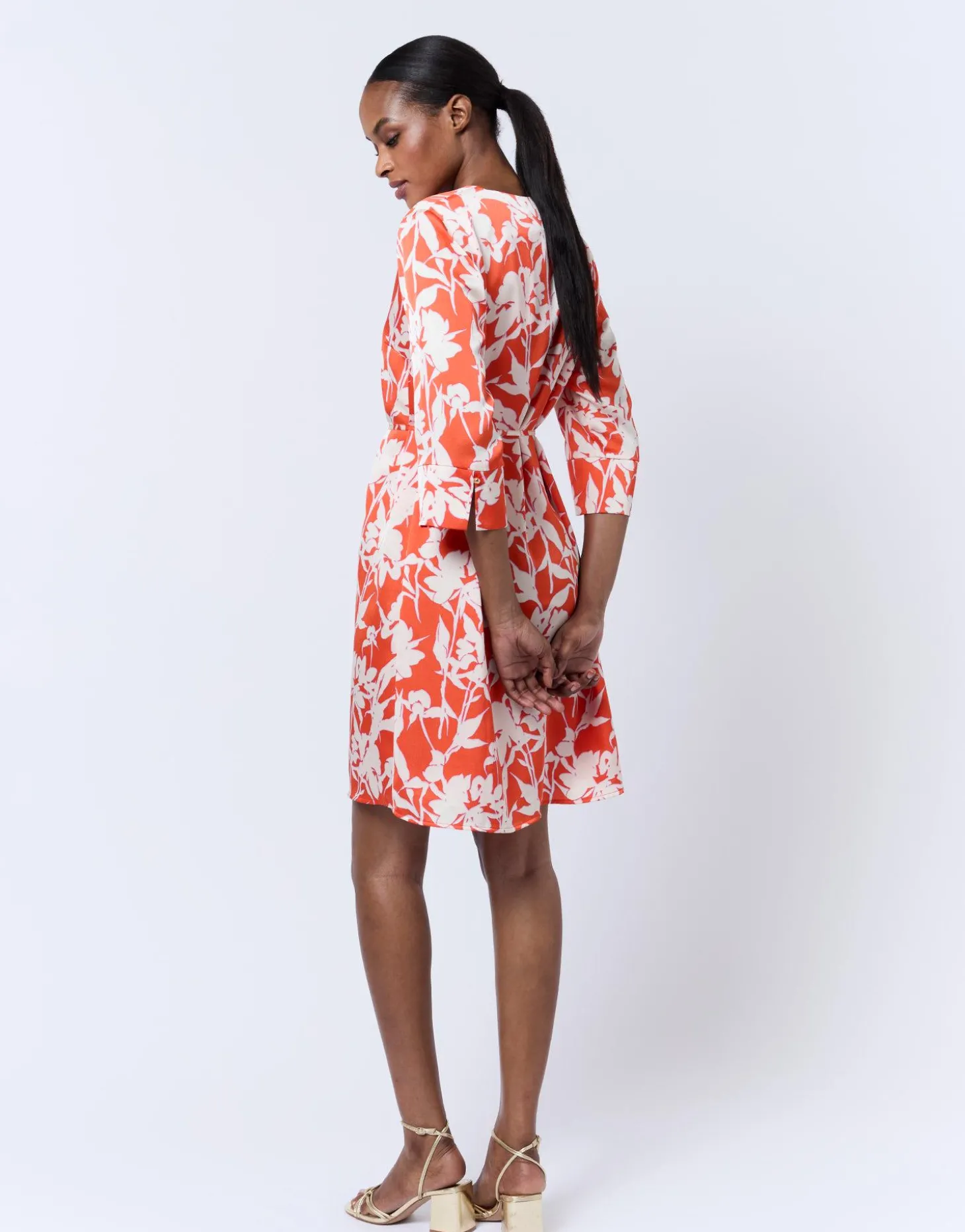 Robe courte imprimé à fleurs ORANGE