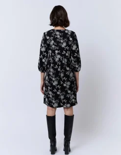 Robe courte imprimé à fleurs NOIR