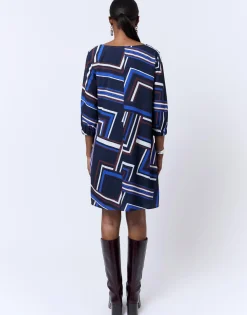 Robe courte imprimé graphique MARINE