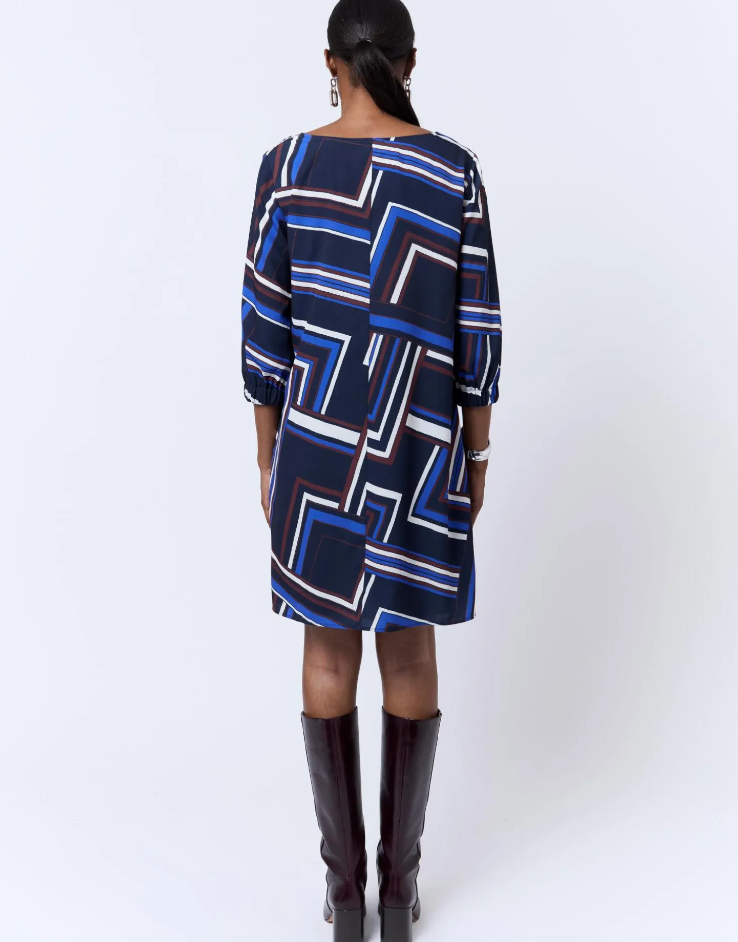 Robe courte imprimé graphique MARINE