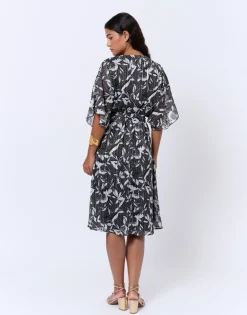 Robe courte imprimé graphique NOIR