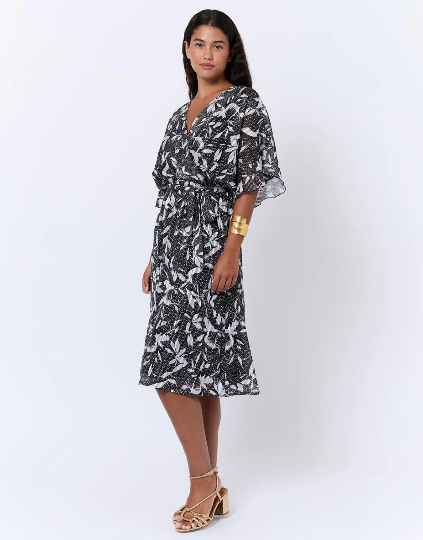 Robe courte imprimé graphique NOIR