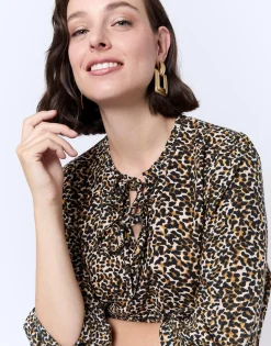 Robe courte imprimé léopard MARRON