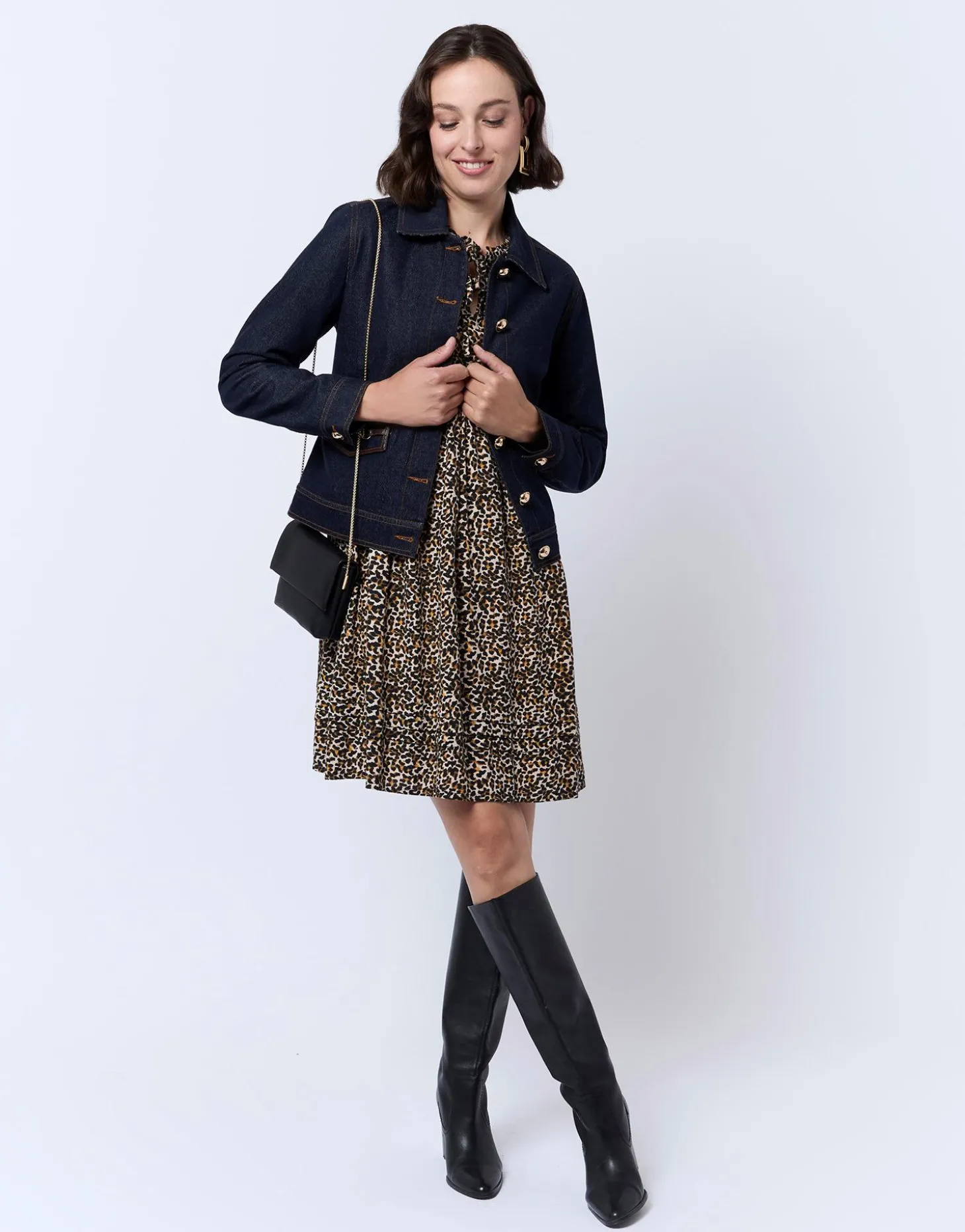 Robe courte imprimé léopard MARRON