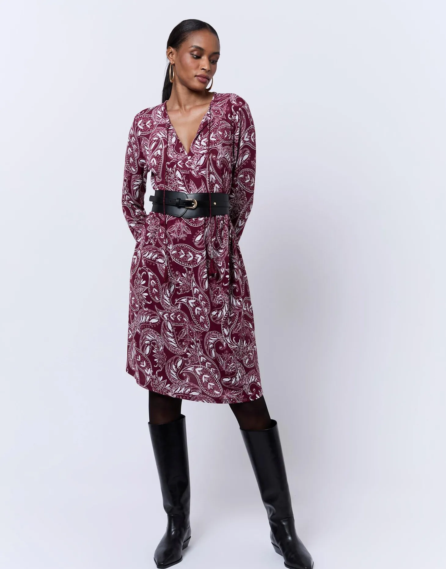 Robe courte imprimée ROUGE