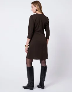 Robe courte unie MARRON
