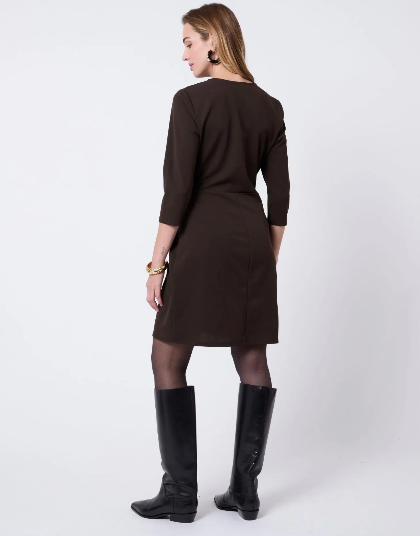 Robe courte unie MARRON