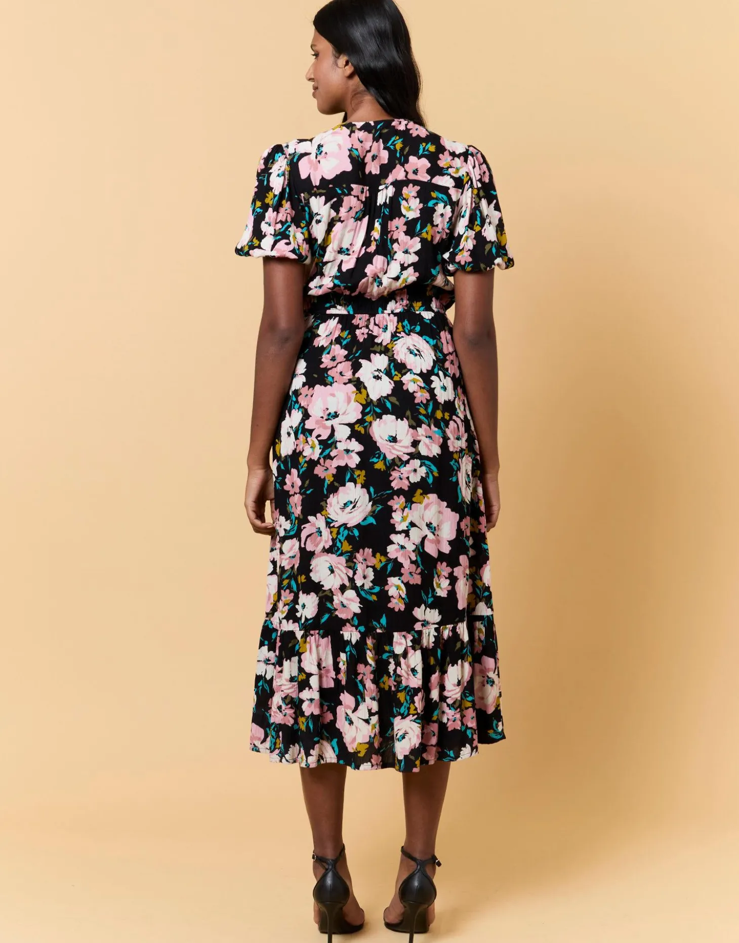 Robe longue imprimé à fleurs ROSE