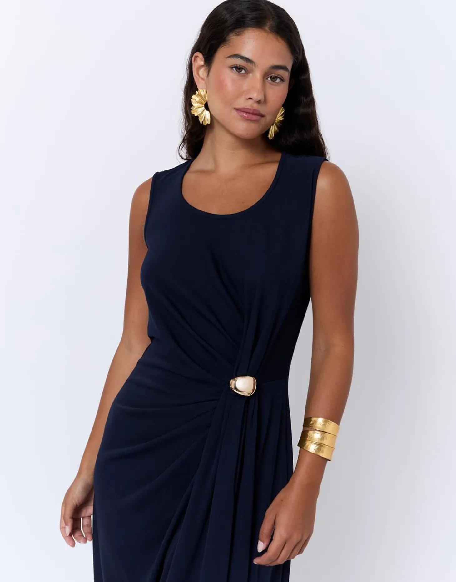 Robe longue unie MARINE