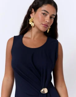 Robe longue unie MARINE