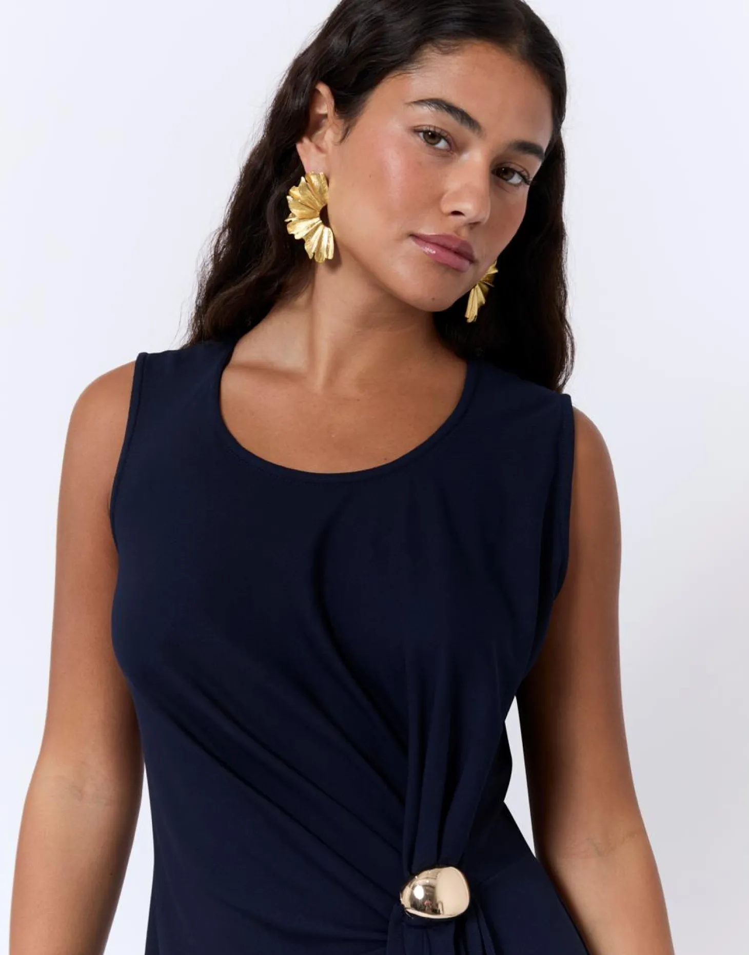 Robe longue unie MARINE