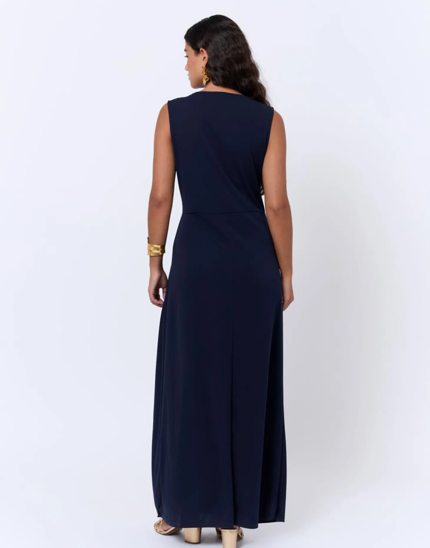 Robe longue unie MARINE