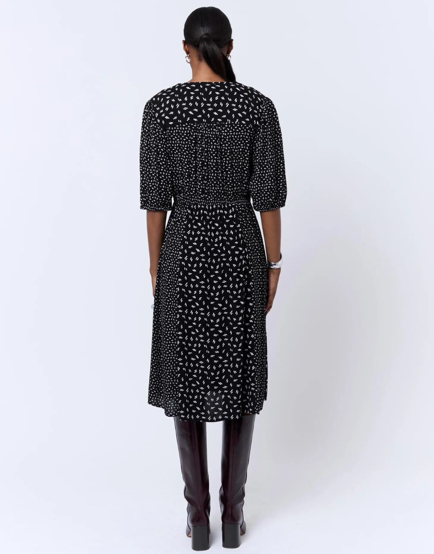 Robe midi imprimée NOIR